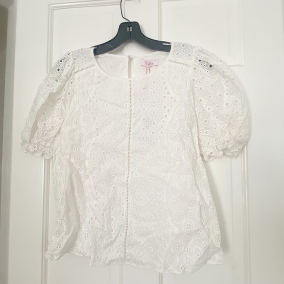 NWT Parker White Eyelet Short Sleeve Blouse - Picture 4 of 7